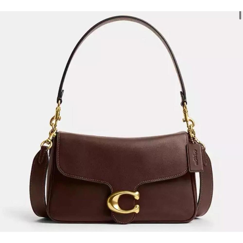 Coach Brown Leather Shoulder Bag with Gold Hardware